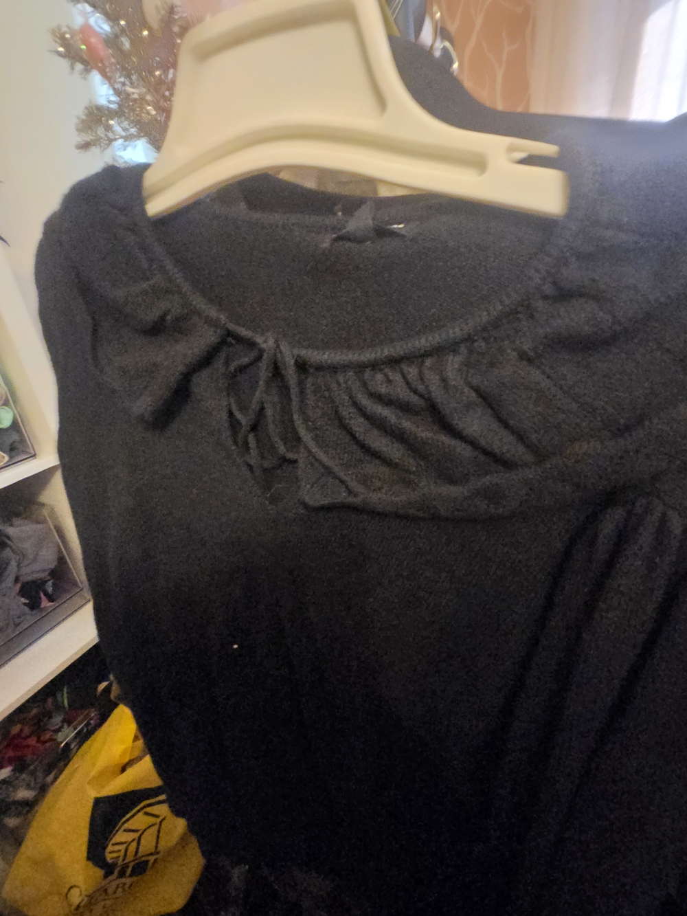 Who What Wear Black Ruffle-Neck Crew Sweater